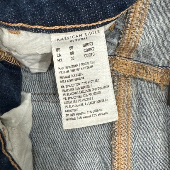 American Eagle Outfitters Ripped Dark Blue Skinny Jeans • 00 Short - Picture 4 of 4